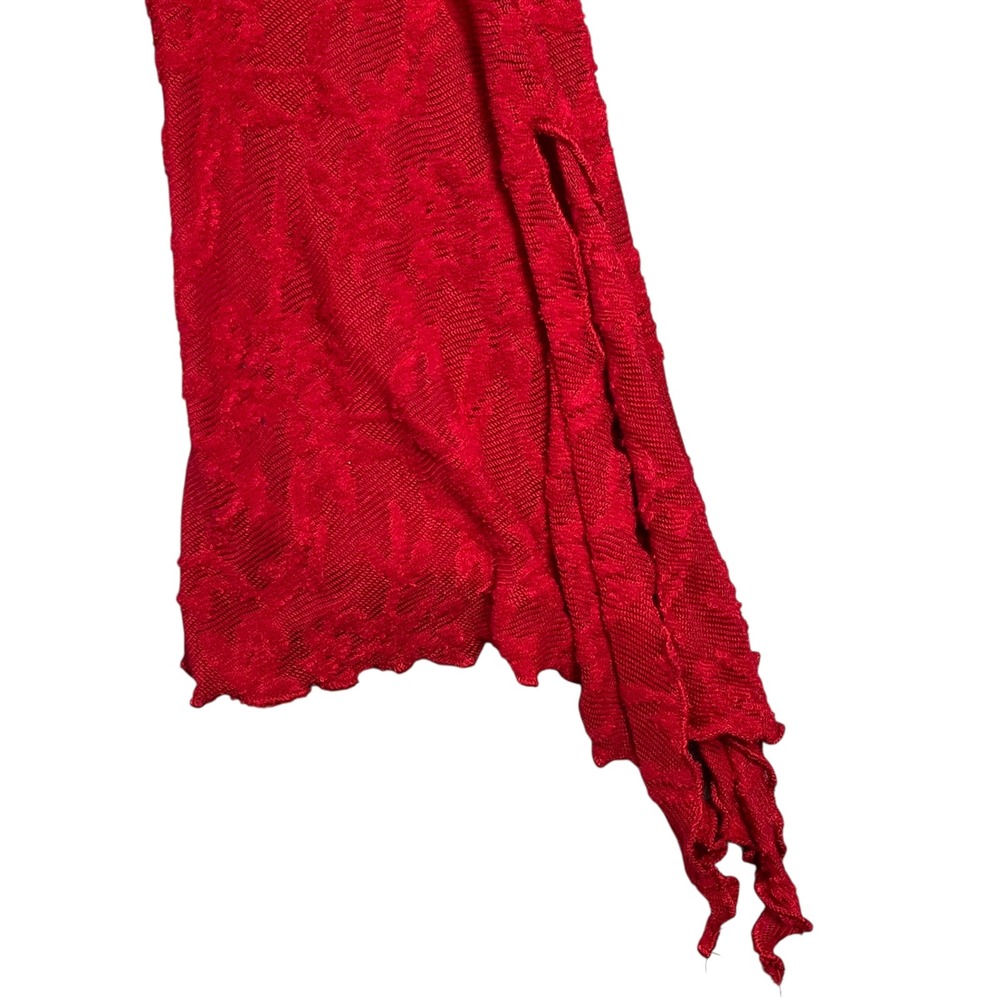Red Lace Tie Front Top Bell Sleeves Square Neck Women's Size Large - Picture 4 of 6